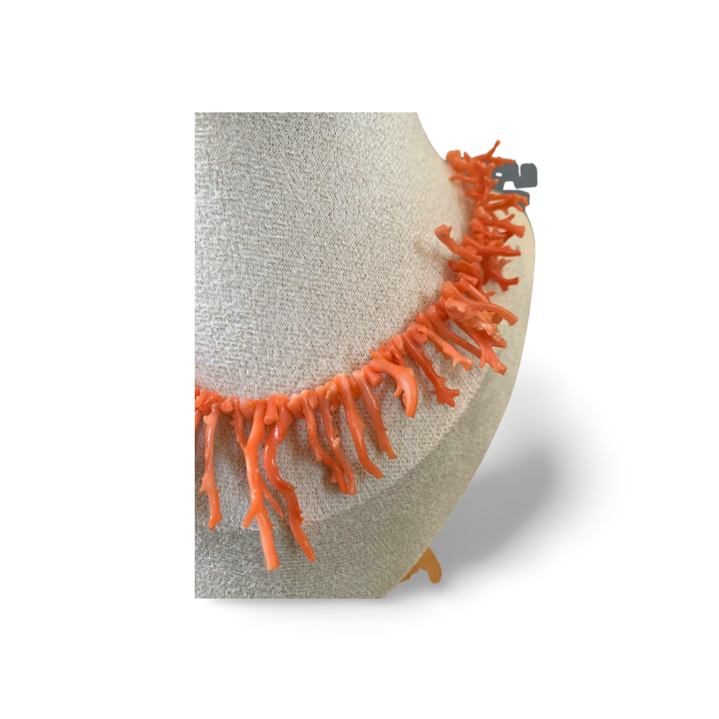 NATURAL POLISHED CORAL BRANCH STATEMENT NECKLACE