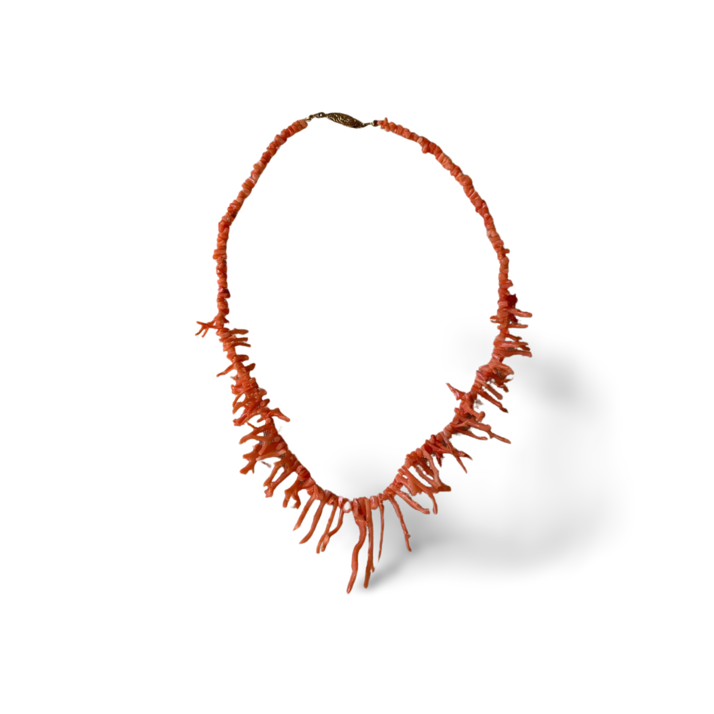 NATURAL POLISHED CORAL BRANCH STATEMENT NECKLACE