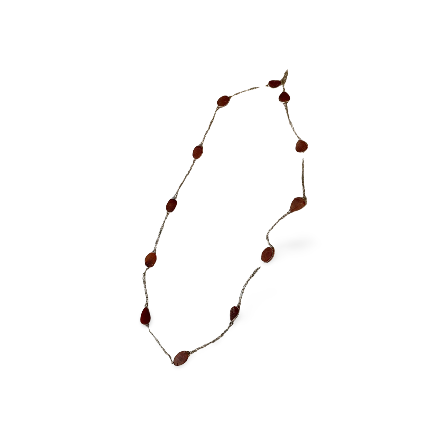 LONG STATEMENT CARNELIAN SILVER NECKLACE