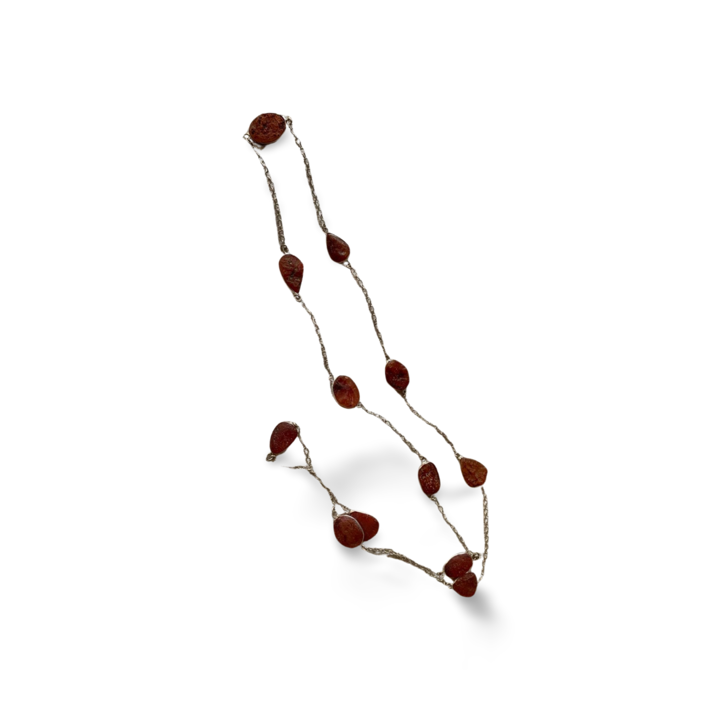 LONG STATEMENT CARNELIAN SILVER NECKLACE