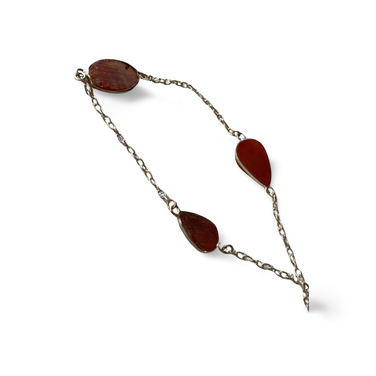 LONG STATEMENT CARNELIAN SILVER NECKLACE