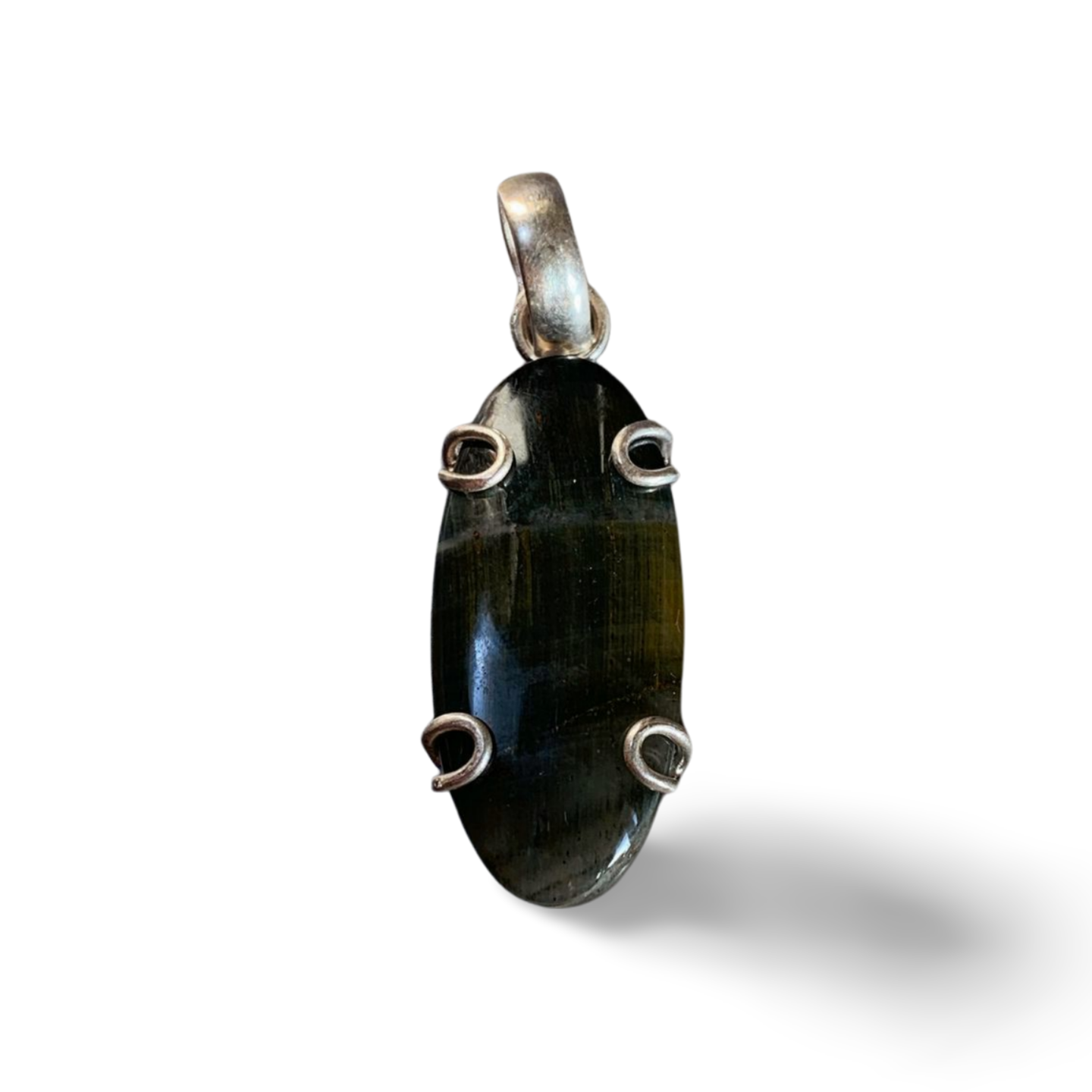 BLUE TIGER'S EYE /HAWK EYE SILVER PENDANT