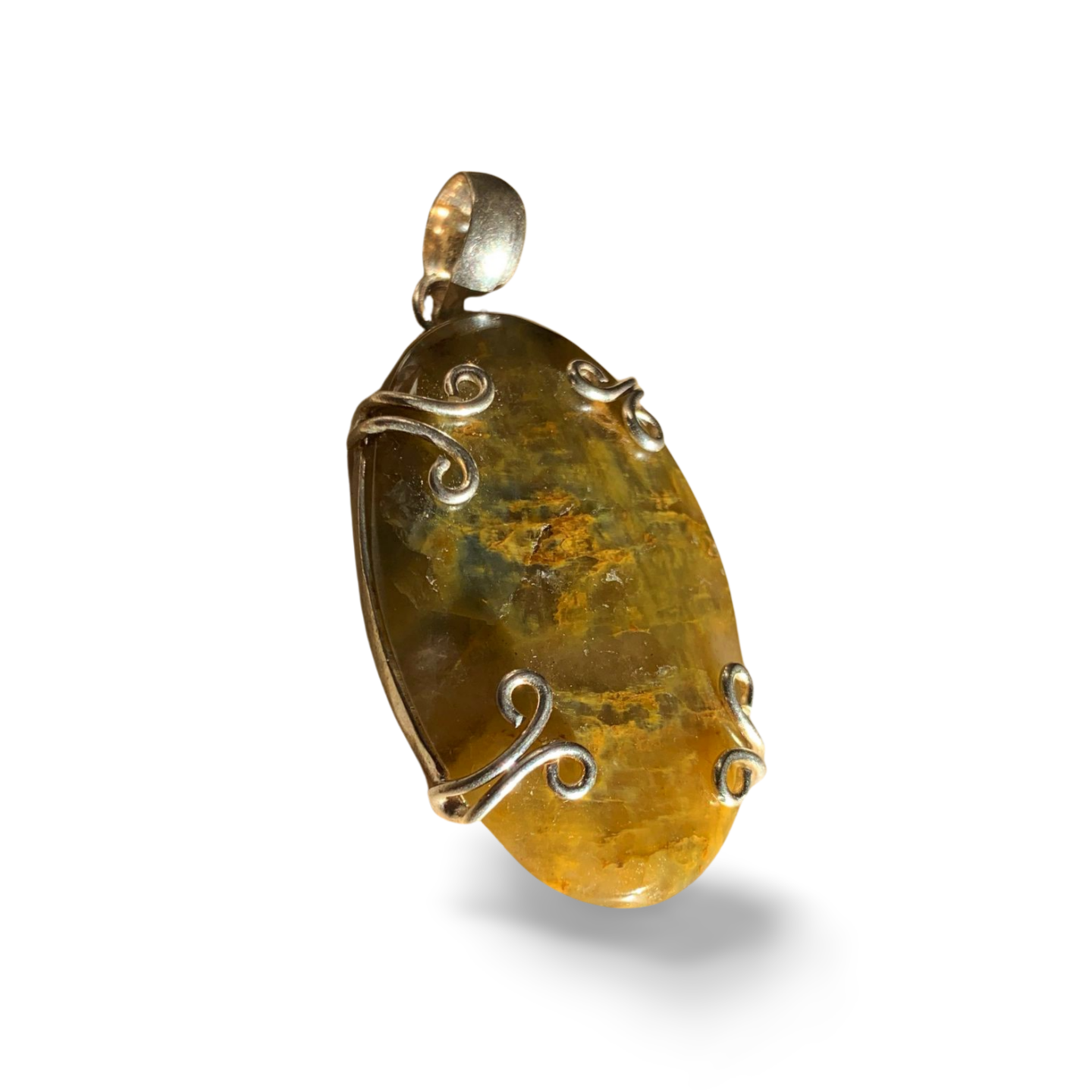 YELLOW PIETERSITE SILVER PENDANT