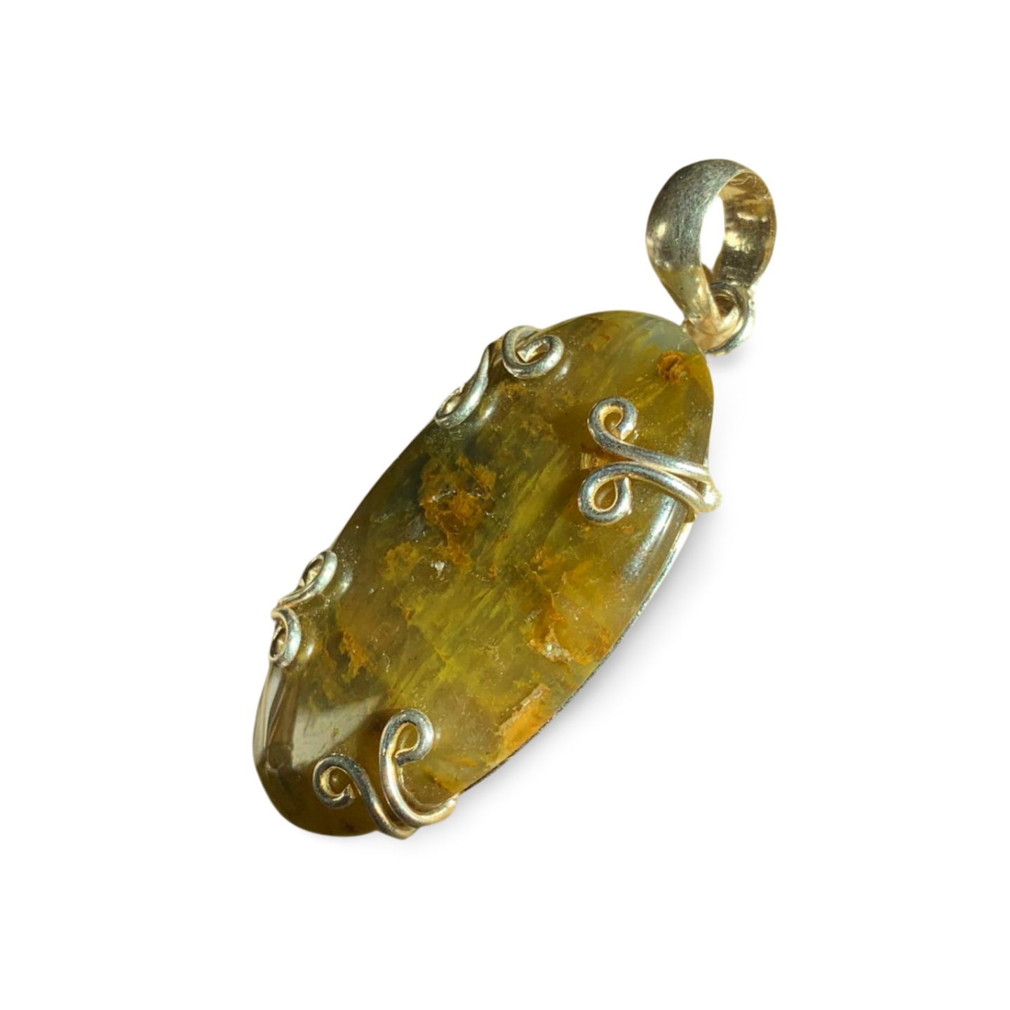 YELLOW PIETERSITE SILVER PENDANT