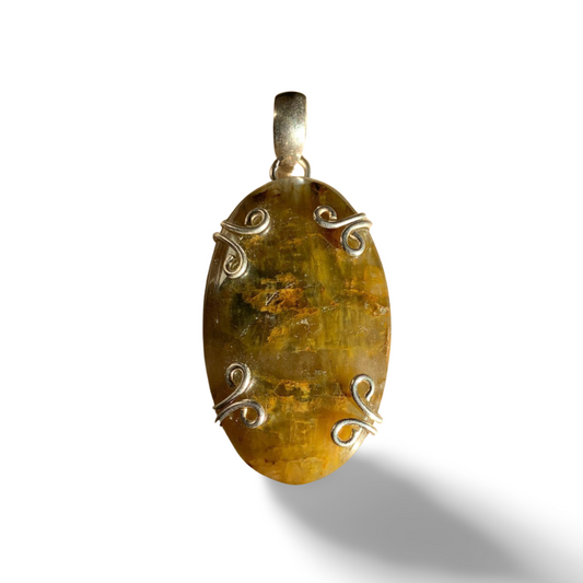 YELLOW PIETERSITE SILVER PENDANT