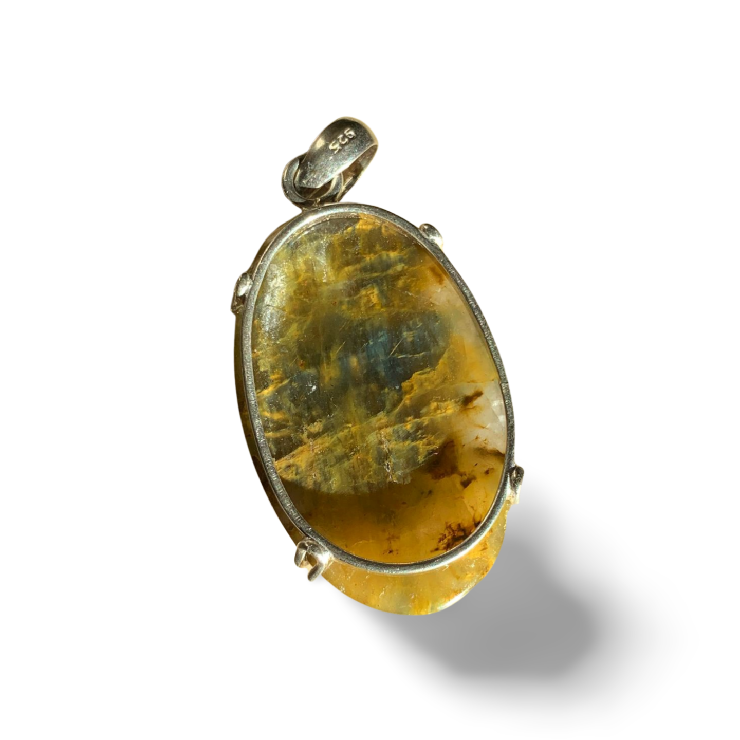 YELLOW PIETERSITE SILVER PENDANT