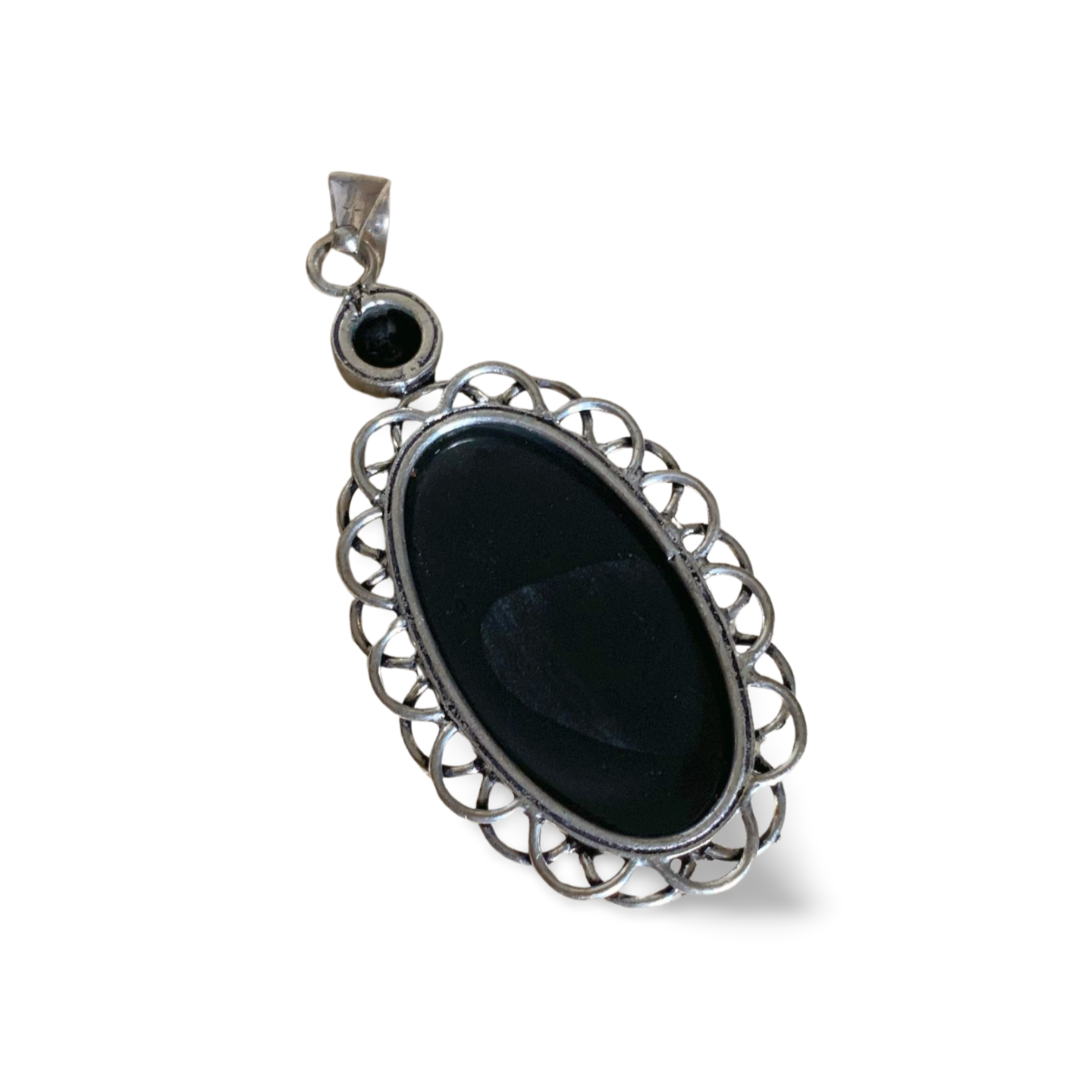 RAINBOW OBSIDIAN & OBSIDIAN SILVER PENDANT