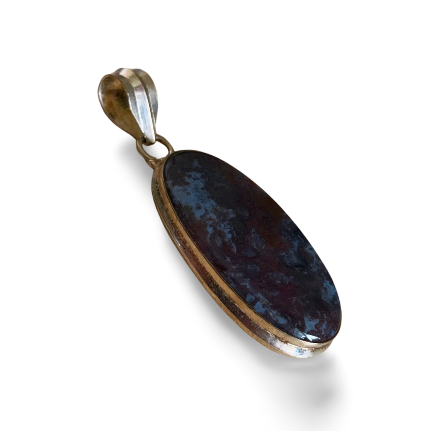 RED & PURPLE MOSS AGATE SILVER PENDANT