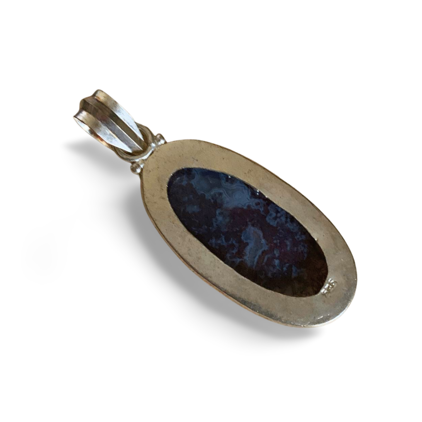 RED & PURPLE MOSS AGATE SILVER PENDANT