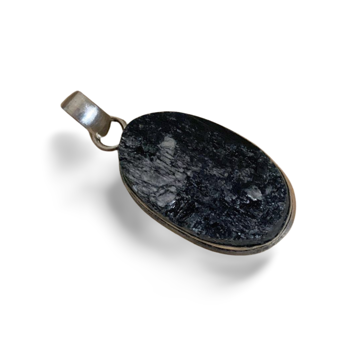 RAW BLACK TOURMALINE SILVER PENDANT