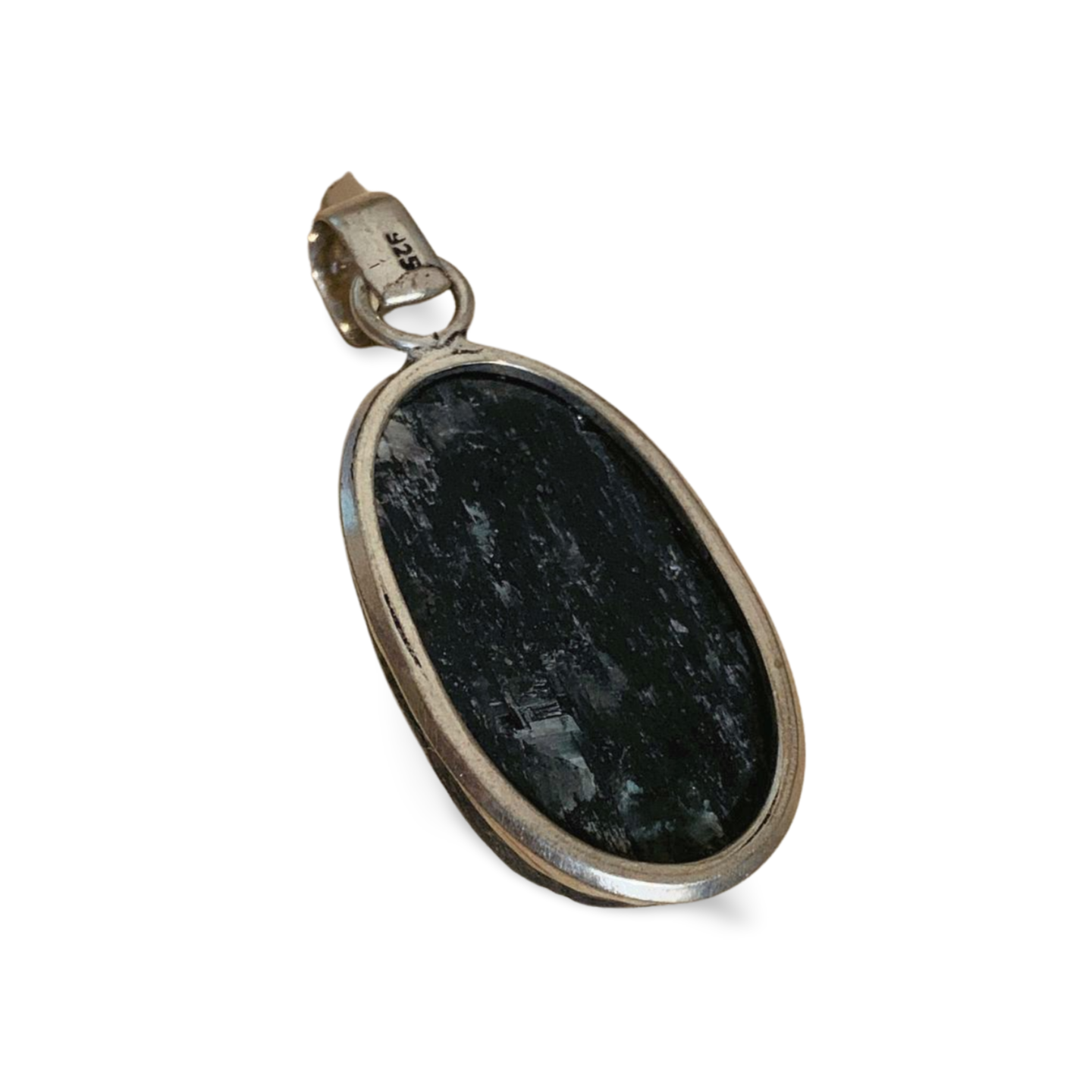 RAW BLACK TOURMALINE SILVER PENDANT