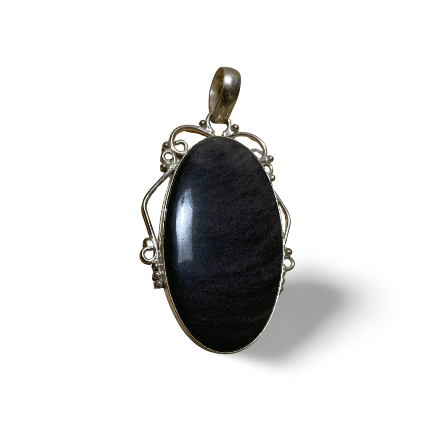 STATEMENT SILVER SHEEN OBSIDIAN SILVER PENDANT