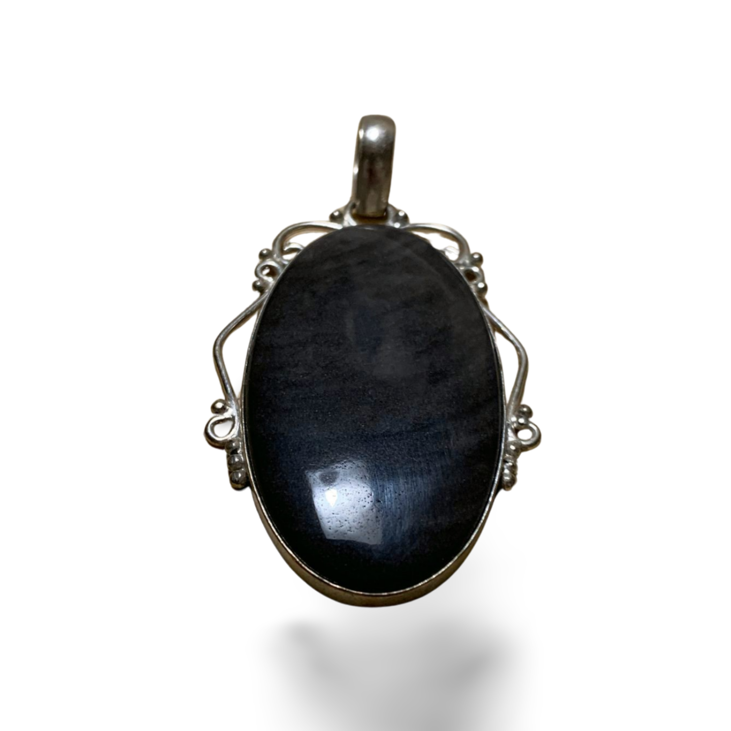 STATEMENT SILVER SHEEN OBSIDIAN SILVER PENDANT