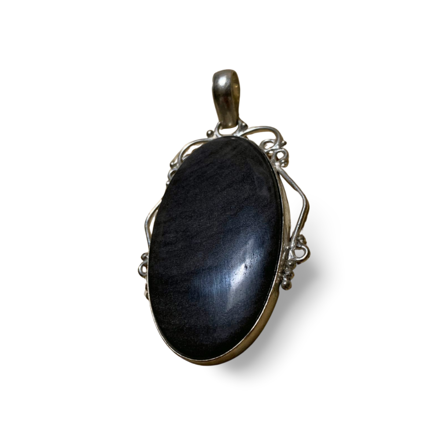 STATEMENT SILVER SHEEN OBSIDIAN SILVER PENDANT