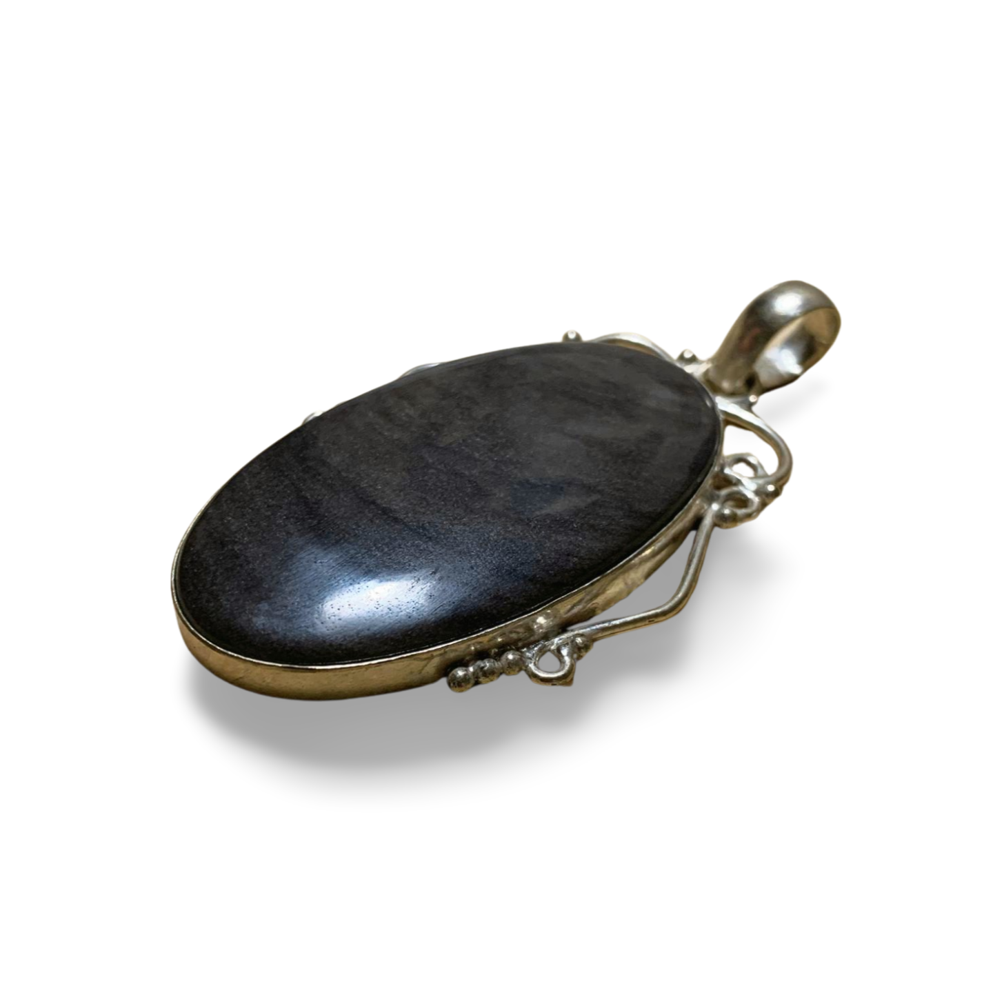 STATEMENT SILVER SHEEN OBSIDIAN SILVER PENDANT