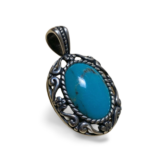 ARIZONA SOUTH HILL TURQUOISE SILVER PENDANT by Carolyn Pollack