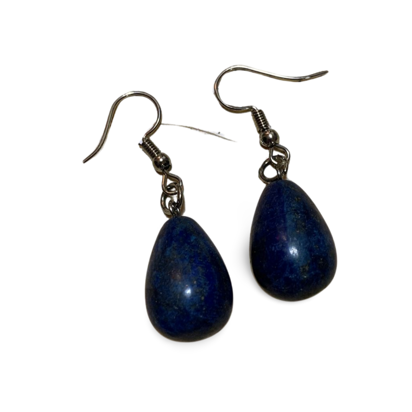 LAPIS LAZULI STAINLESS STEEL TEARDROP EARRINGS