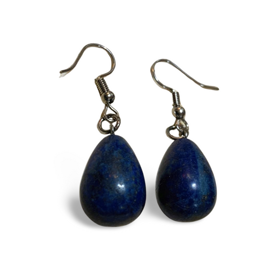 LAPIS LAZULI STAINLESS STEEL TEARDROP EARRINGS