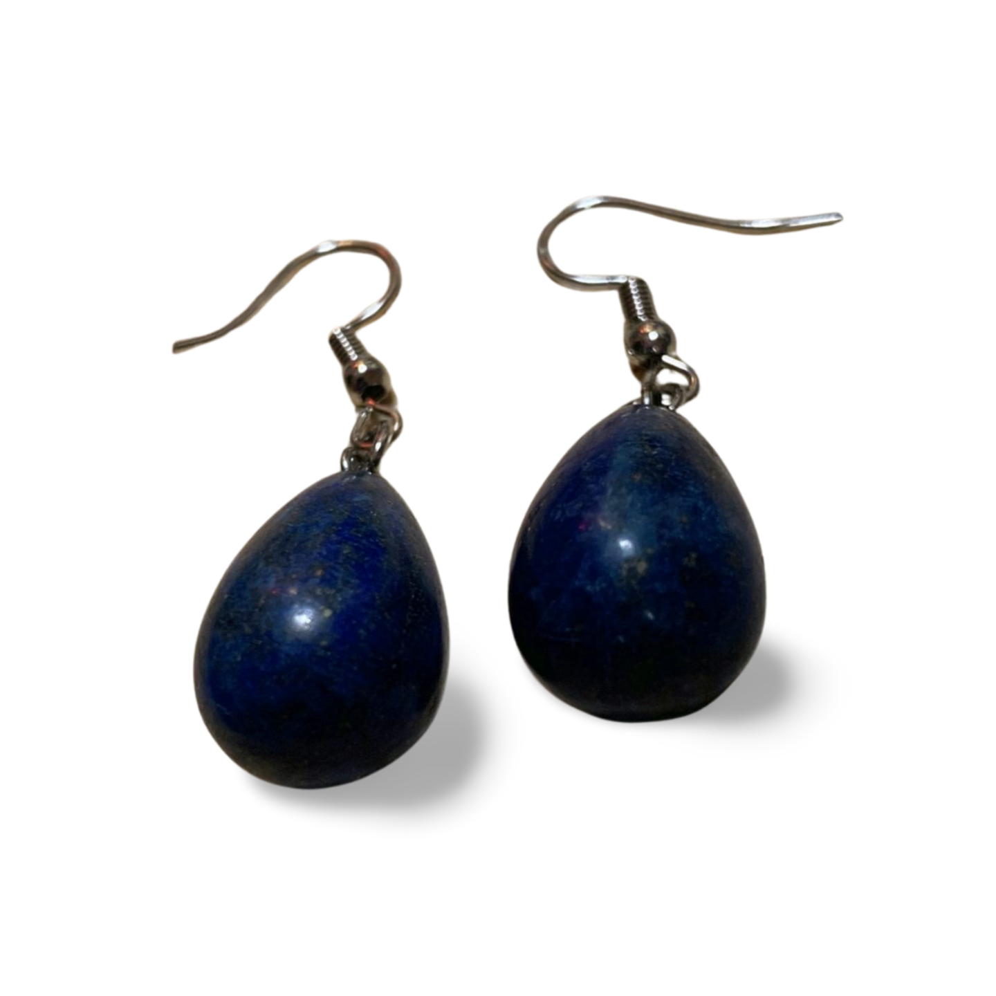 LAPIS LAZULI STAINLESS STEEL TEARDROP EARRINGS