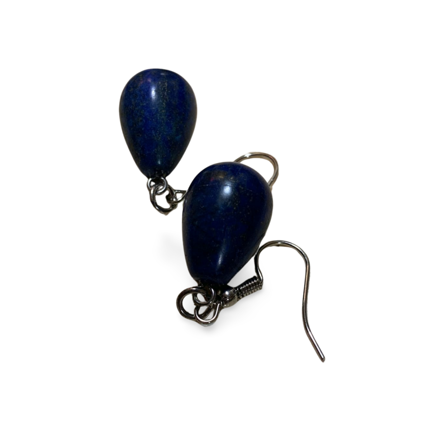 LAPIS LAZULI STAINLESS STEEL TEARDROP EARRINGS