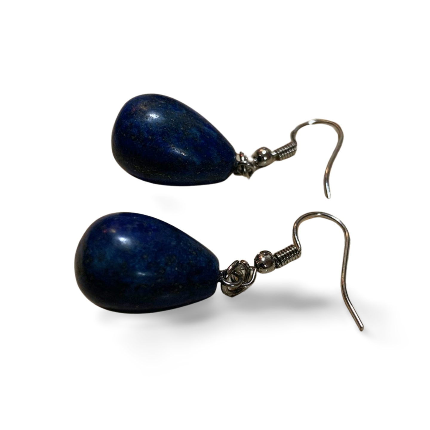 LAPIS LAZULI STAINLESS STEEL TEARDROP EARRINGS