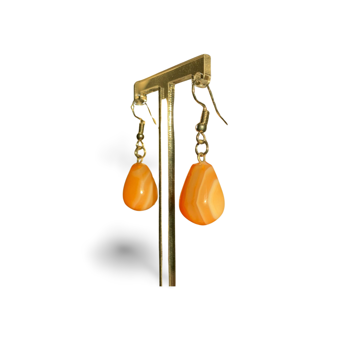 CARNELIAN STAINLESS STEEL TEARDROP EARRINGS