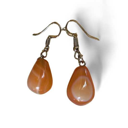 CARNELIAN STAINLESS STEEL TEARDROP EARRINGS