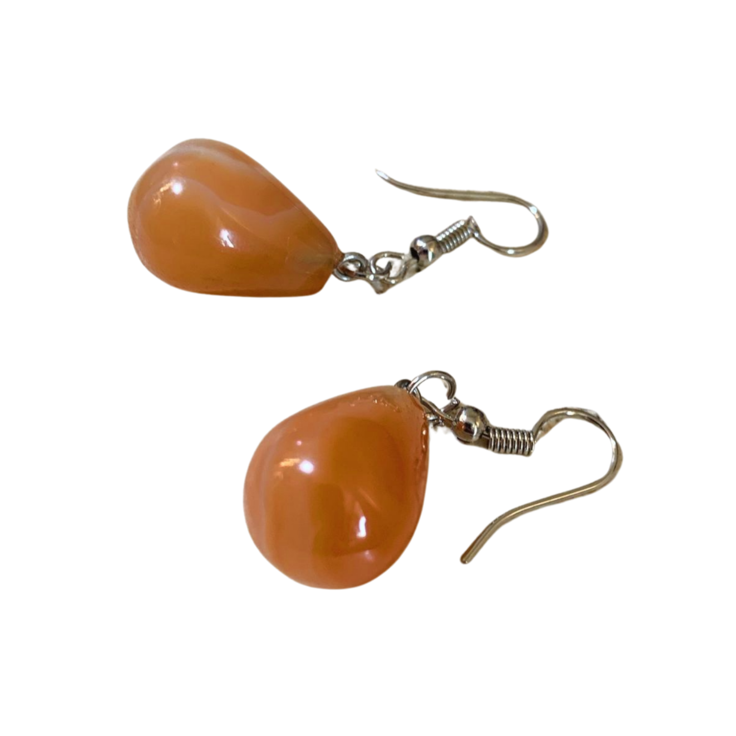 CARNELIAN STAINLESS STEEL TEARDROP EARRINGS