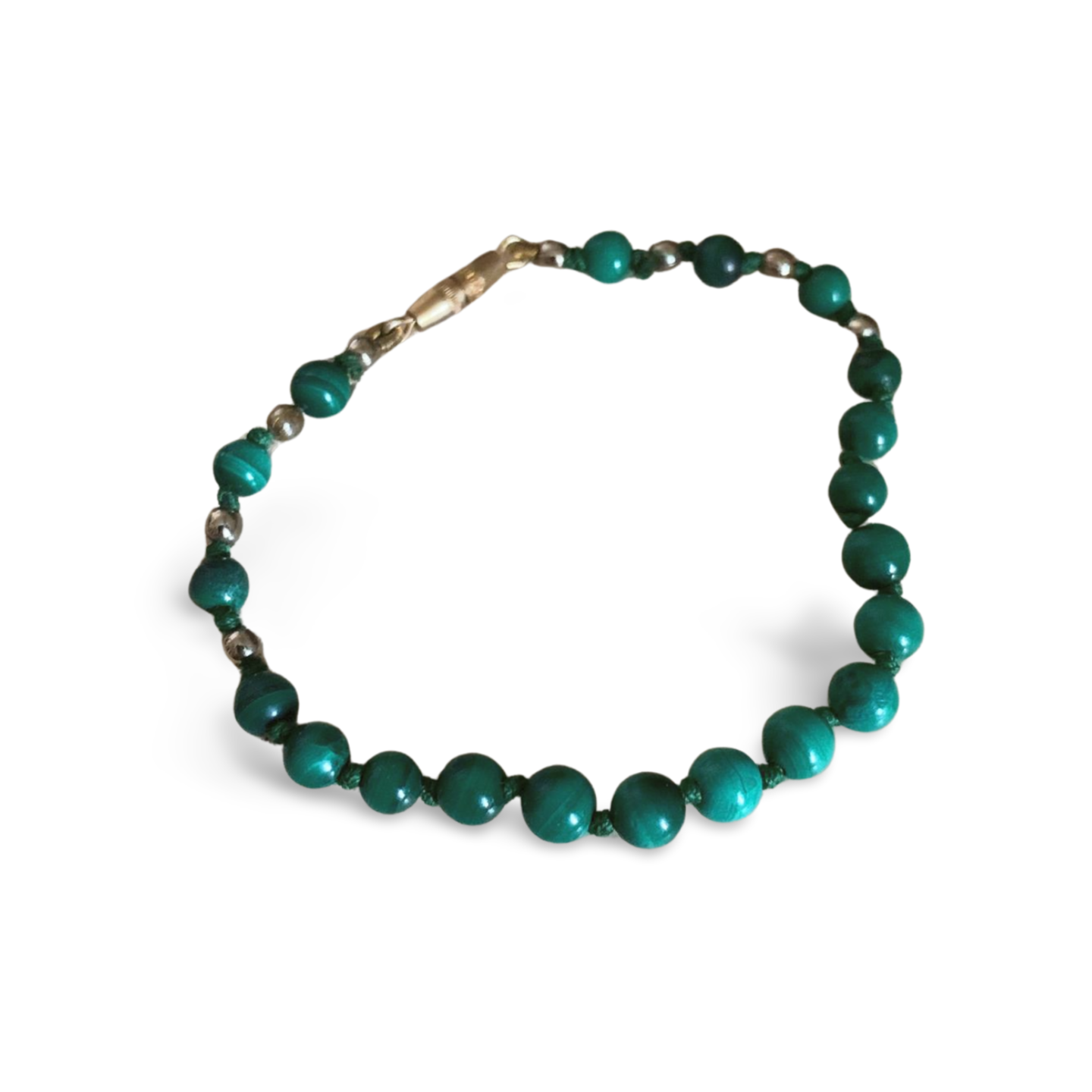 MALACHITE BEADED & INDIVIDUALLY KNOTTED BRACELET