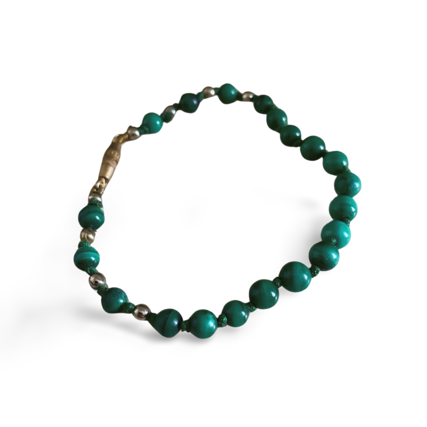 MALACHITE BEADED & INDIVIDUALLY KNOTTED BRACELET