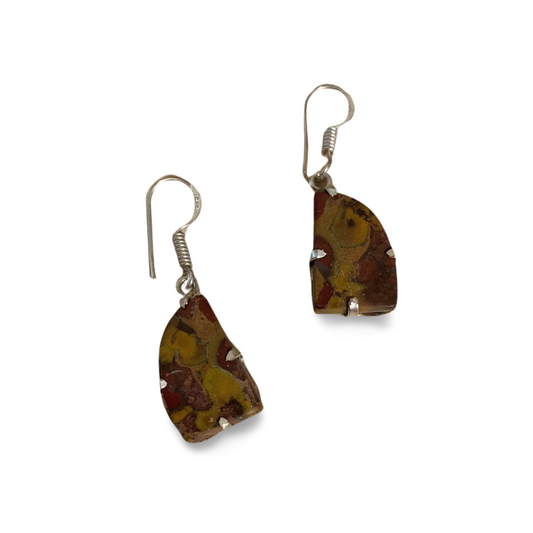 BAMBOO JASPER SILVER DROP EARRINGS