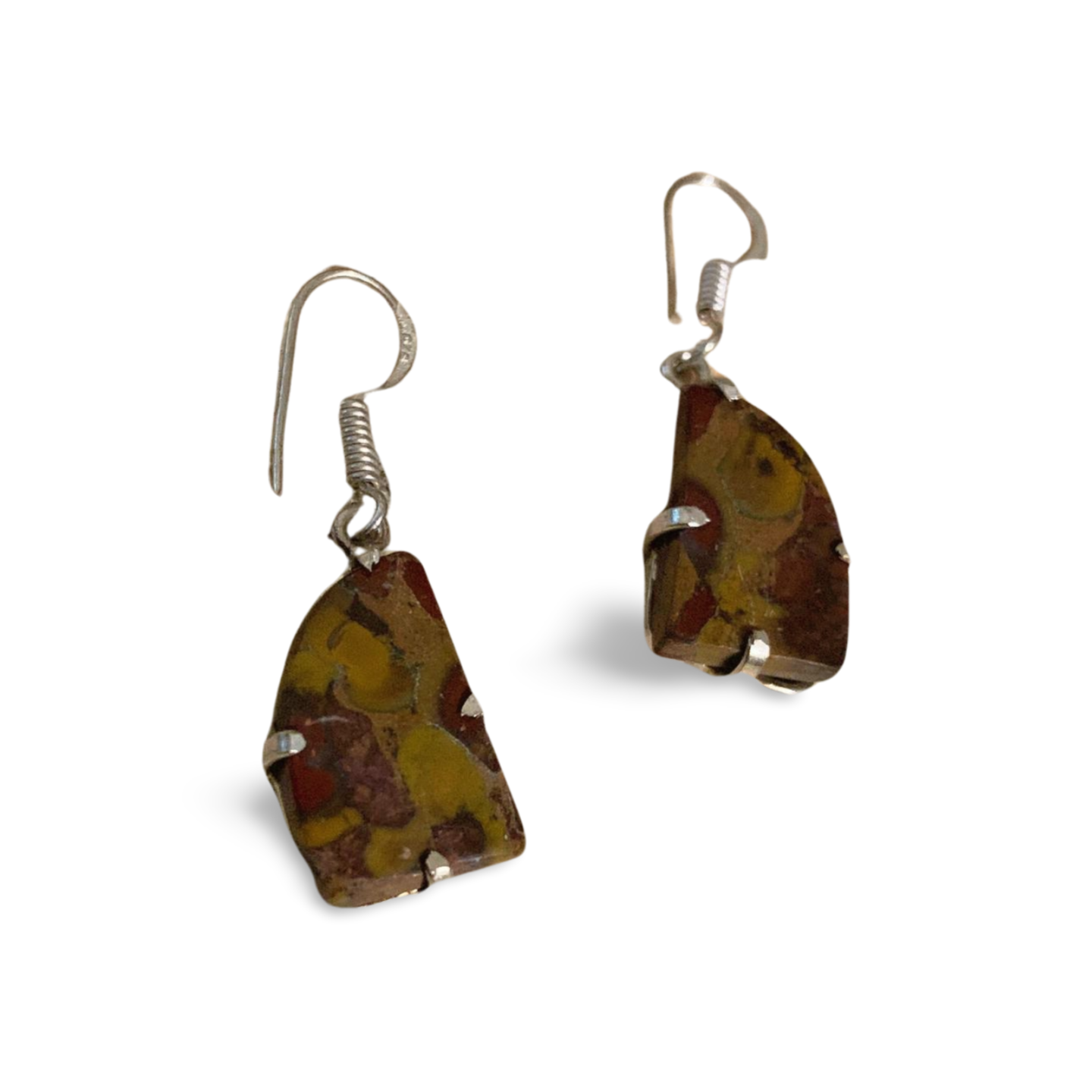 BAMBOO JASPER SILVER DROP EARRINGS