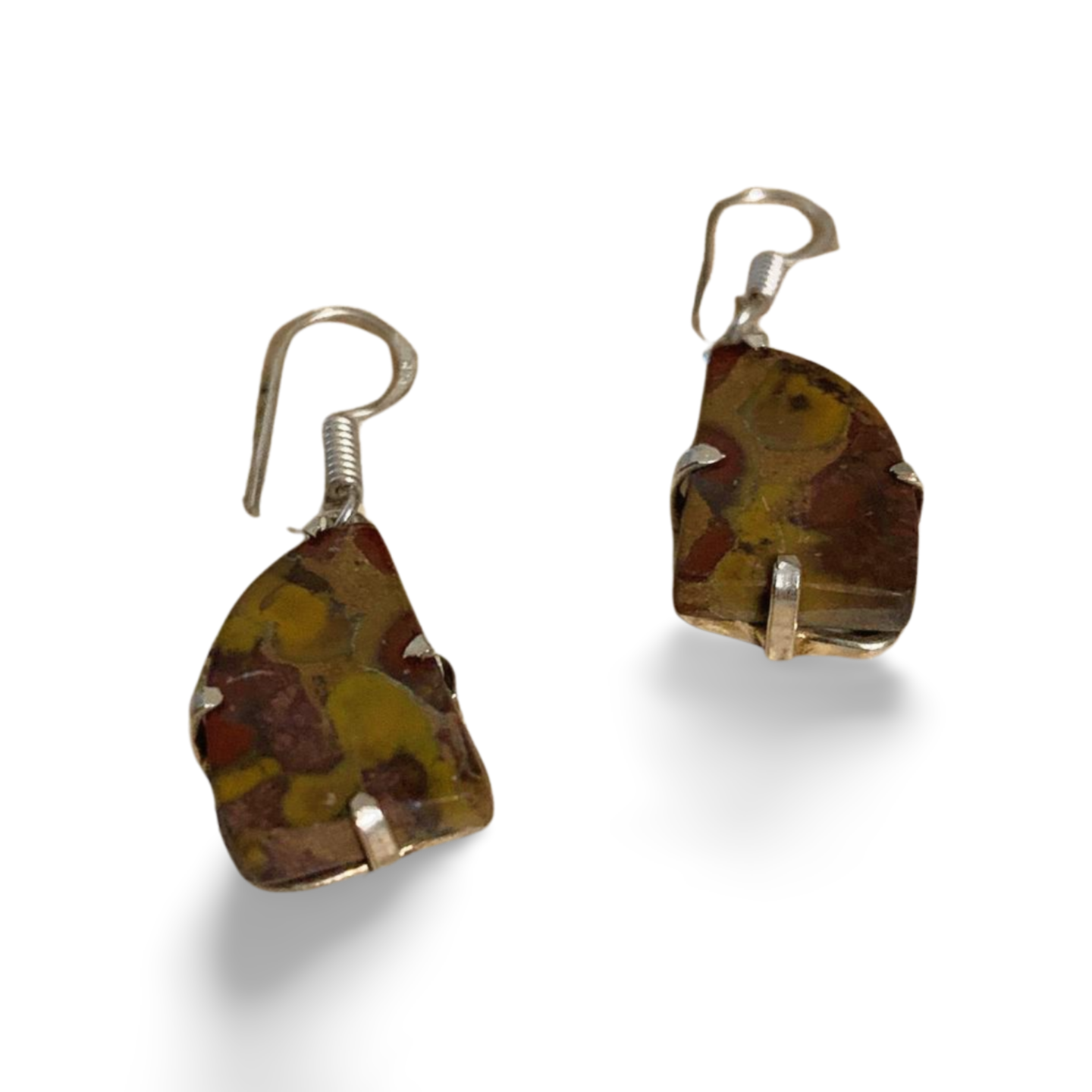 BAMBOO JASPER SILVER DROP EARRINGS