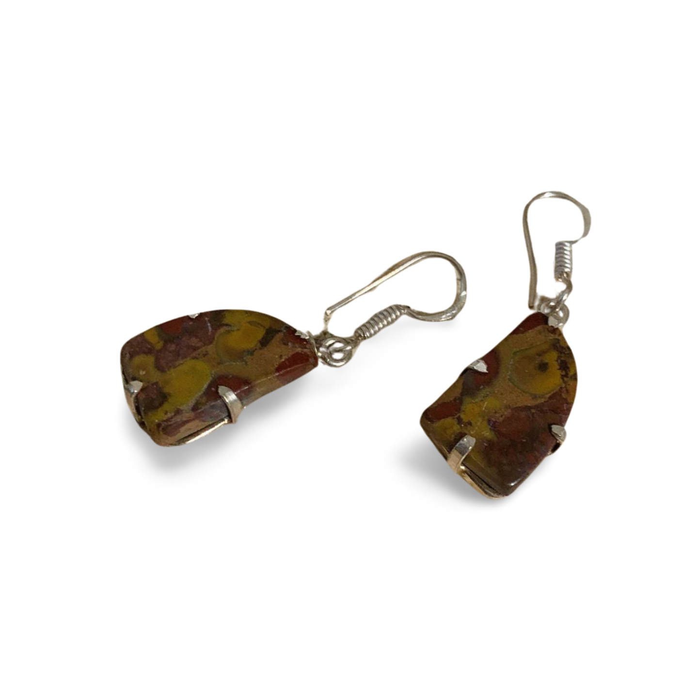 BAMBOO JASPER SILVER DROP EARRINGS