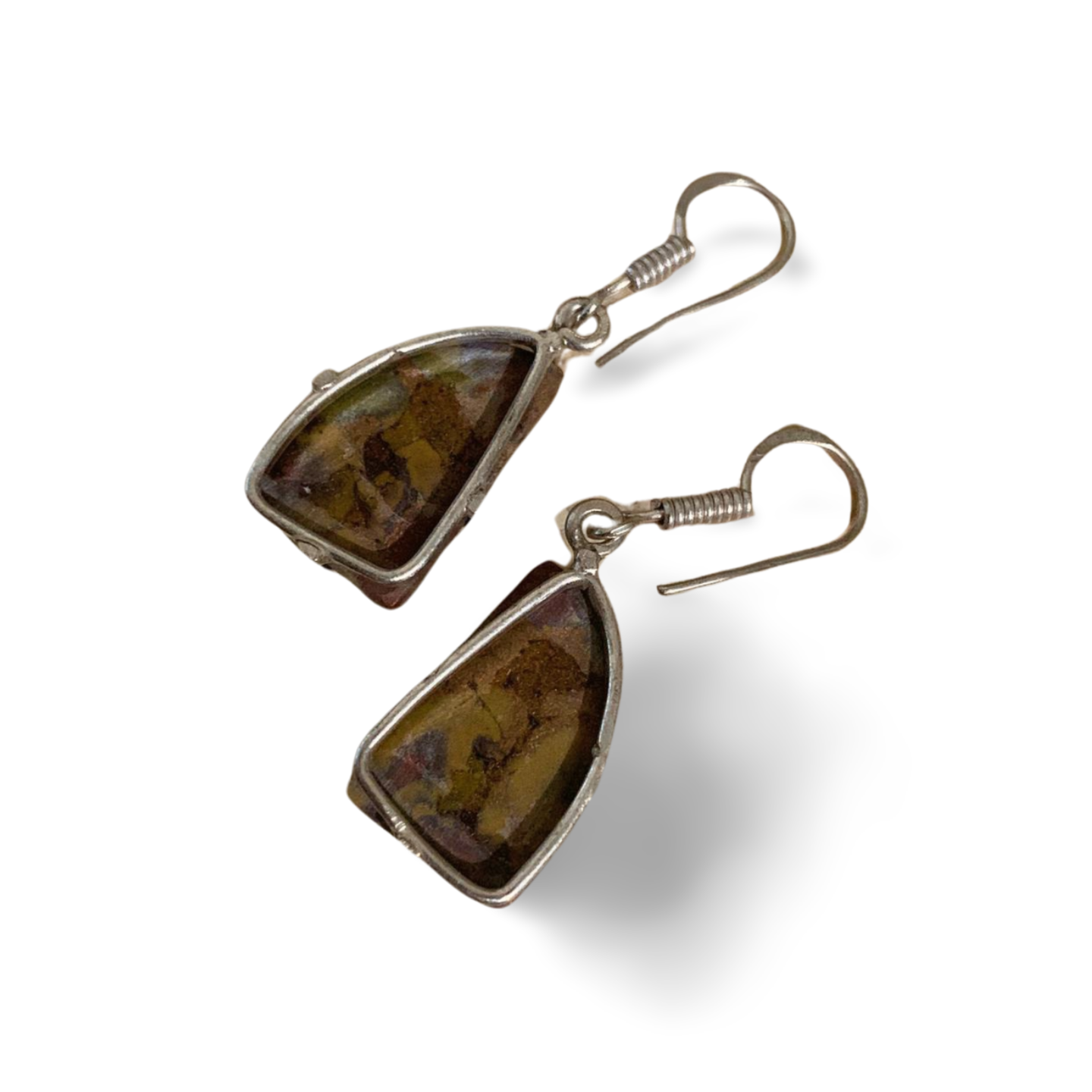 BAMBOO JASPER SILVER DROP EARRINGS