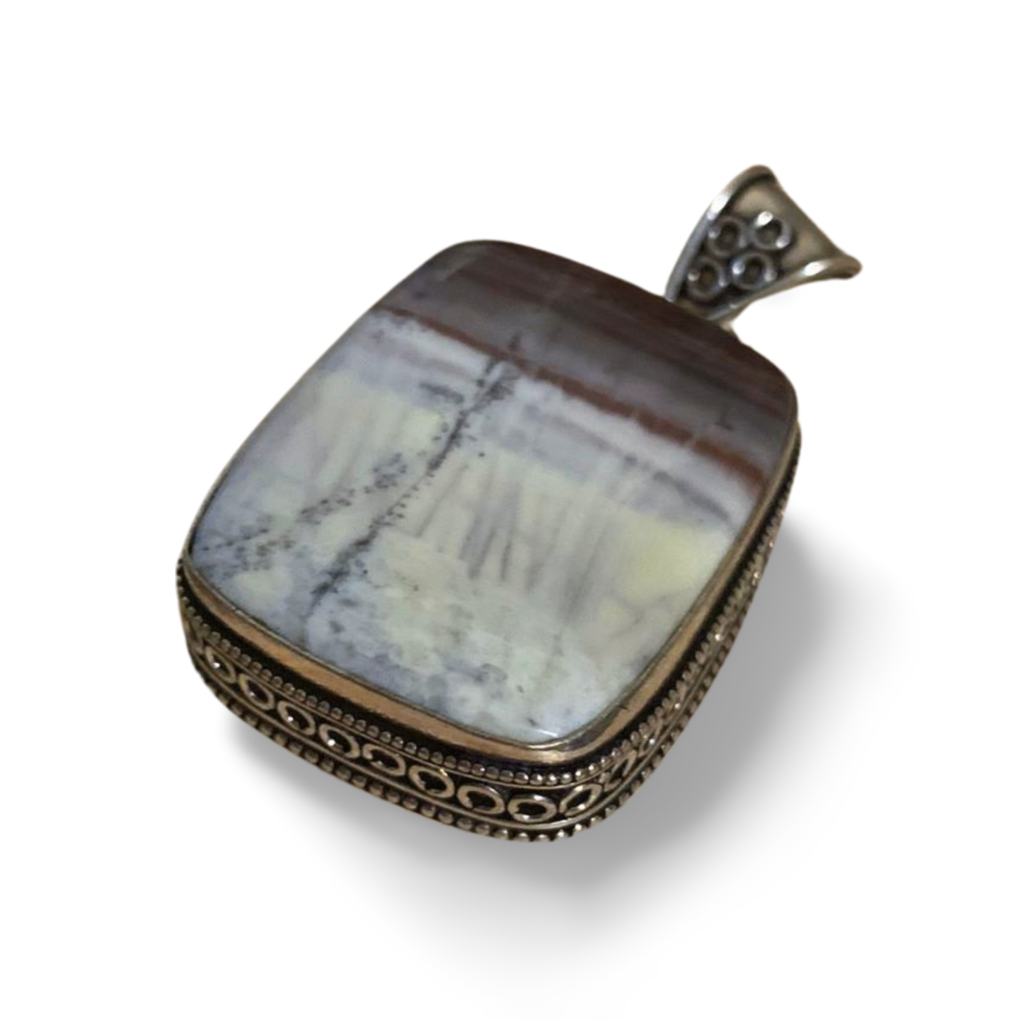 PORCELAIN JASPER SILVER PENDANT