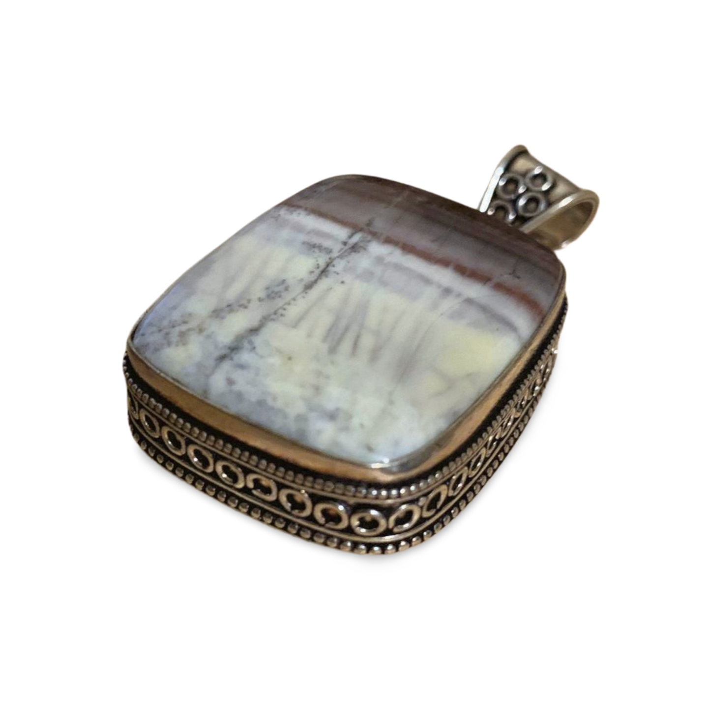 PORCELAIN JASPER SILVER PENDANT