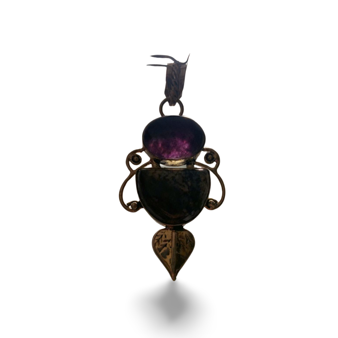 AMETHYST with DENDRITIC OPAL (MERLINITE) SILVER PENDANT