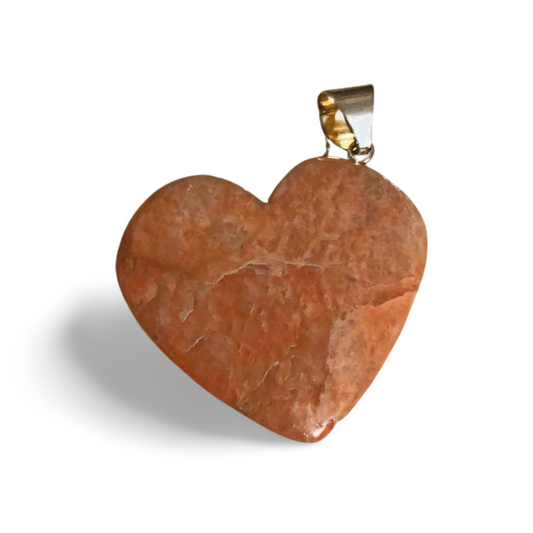 PEACH MOONSTONE SILVER HEART PENDANT