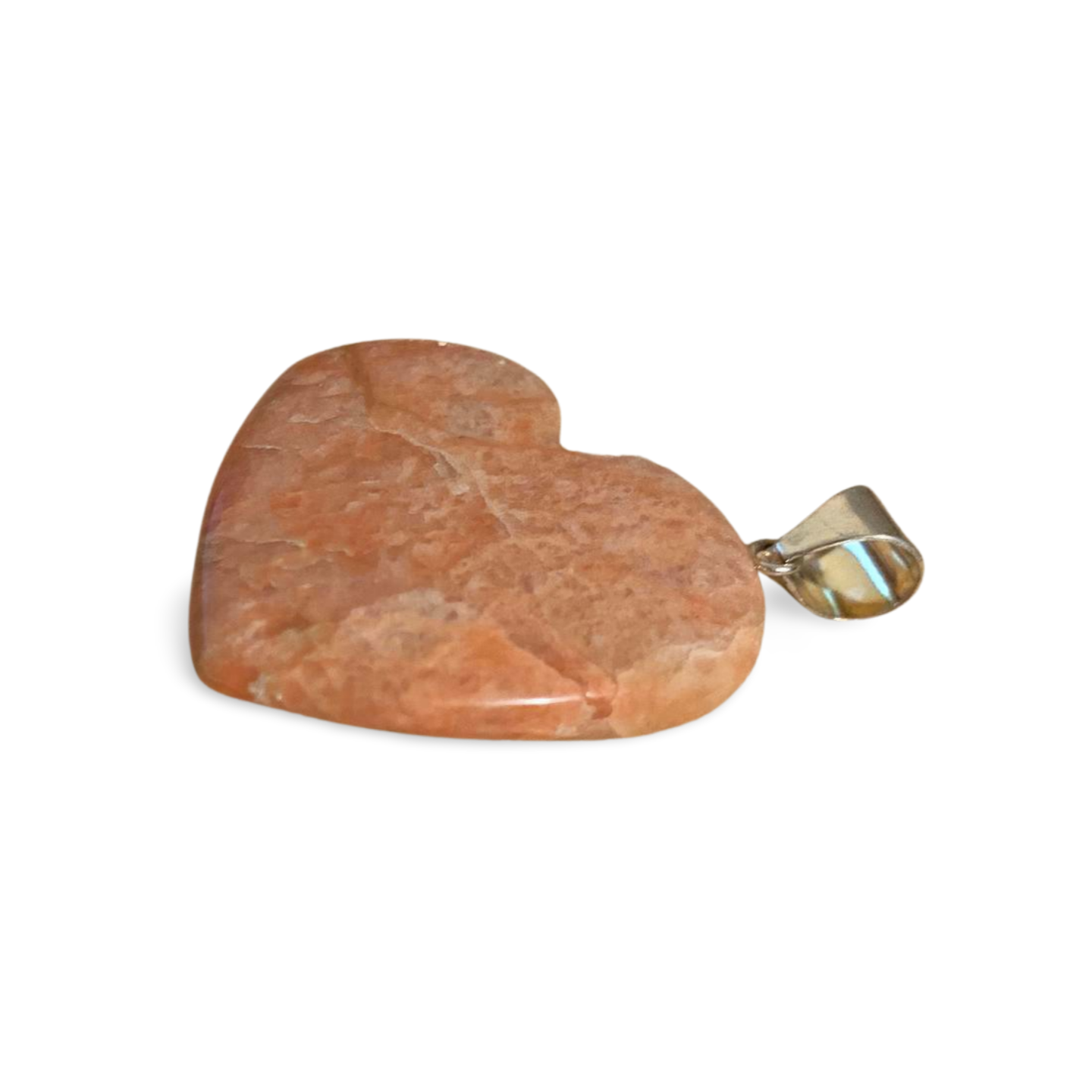 PEACH MOONSTONE SILVER HEART PENDANT