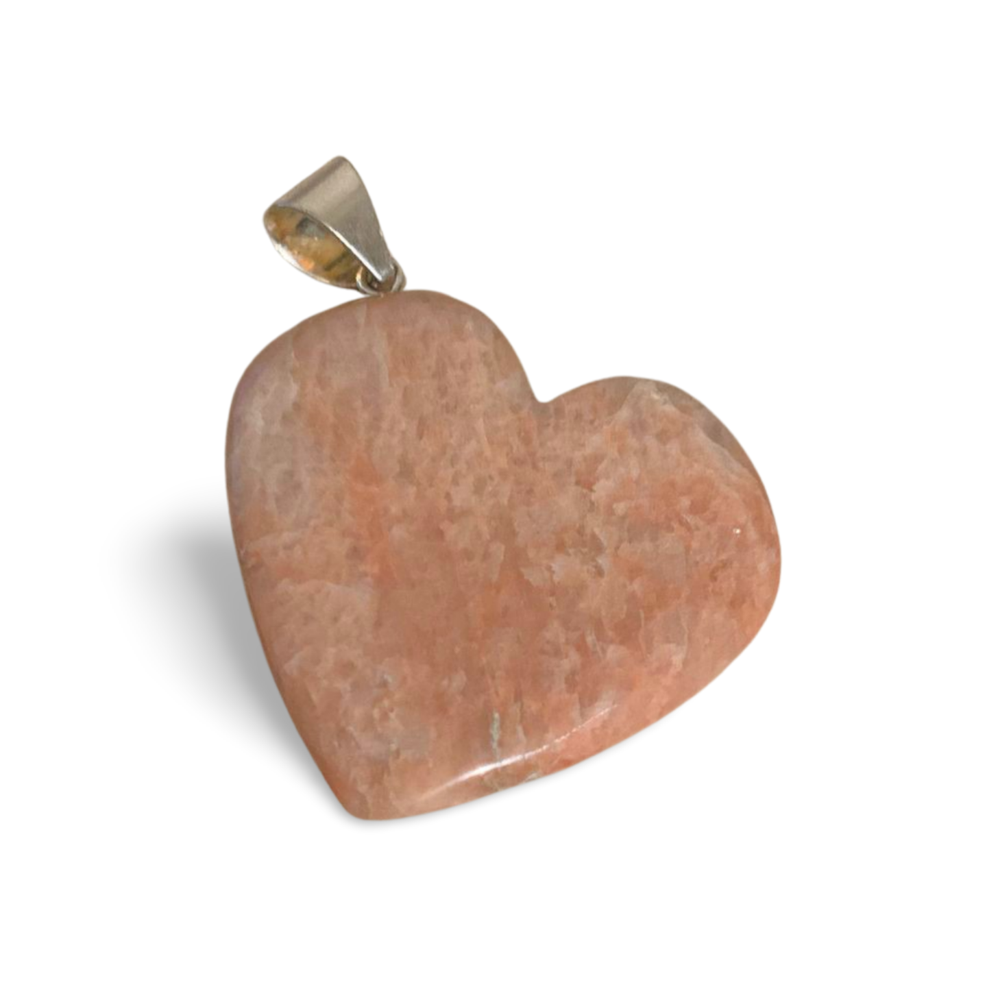 PEACH MOONSTONE SILVER HEART PENDANT