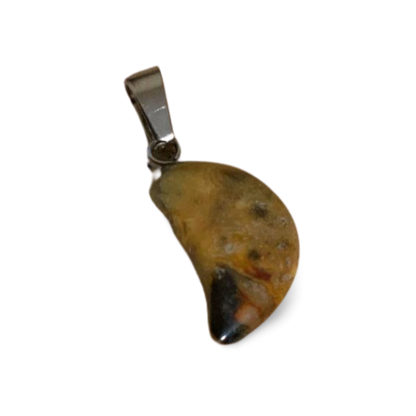 YELLOW MEXICAN CRAZY LACE AGATE MINI MOON PENDANT