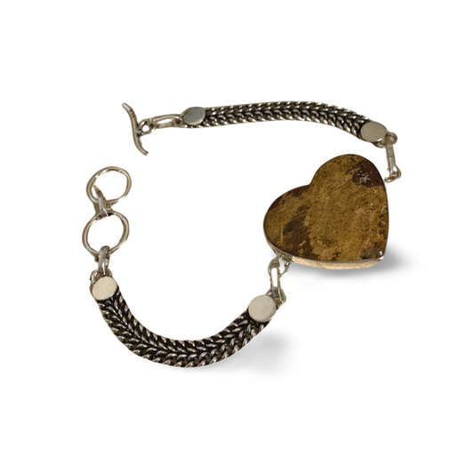 BRONZITE HEART SILVER BRACELET