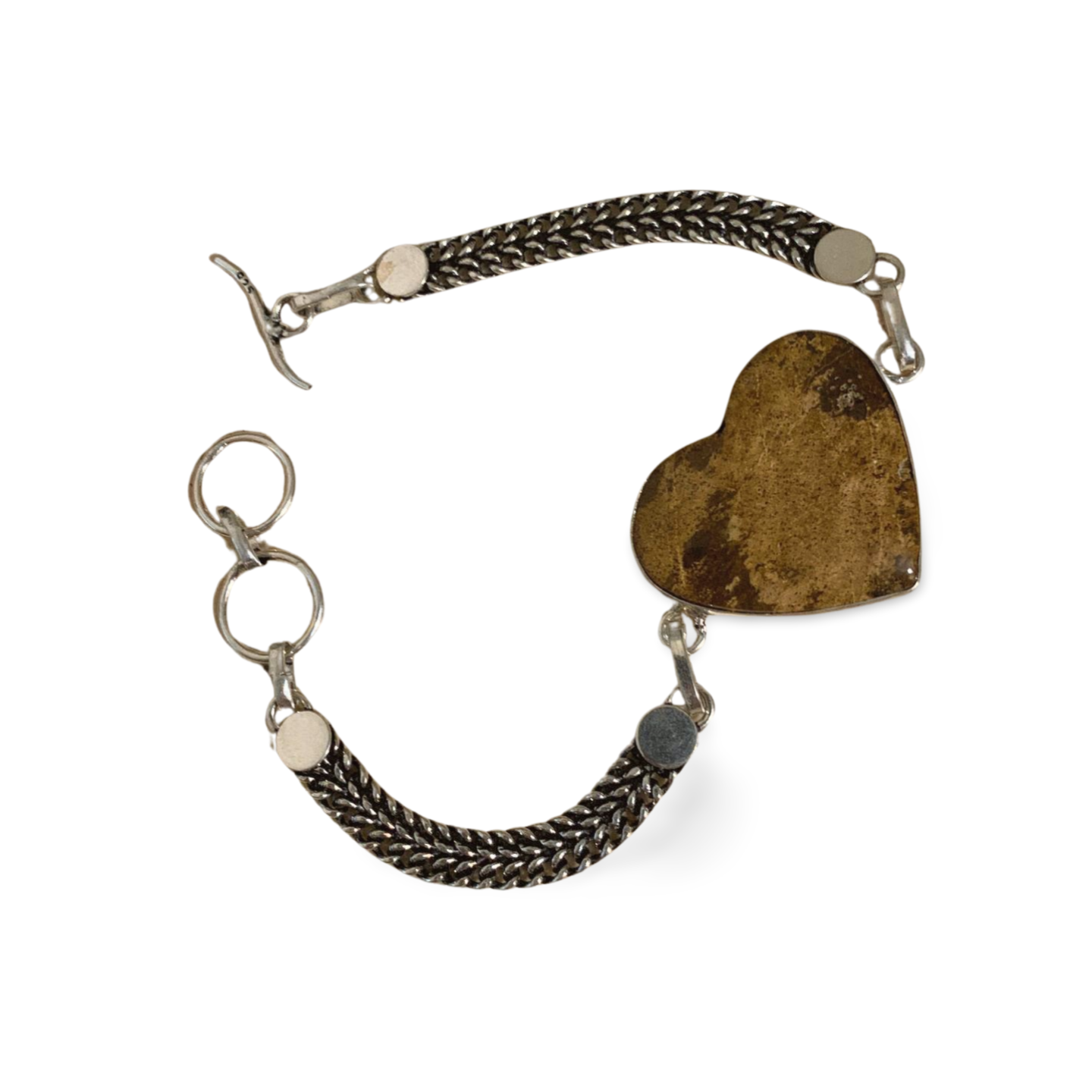 BRONZITE HEART SILVER BRACELET