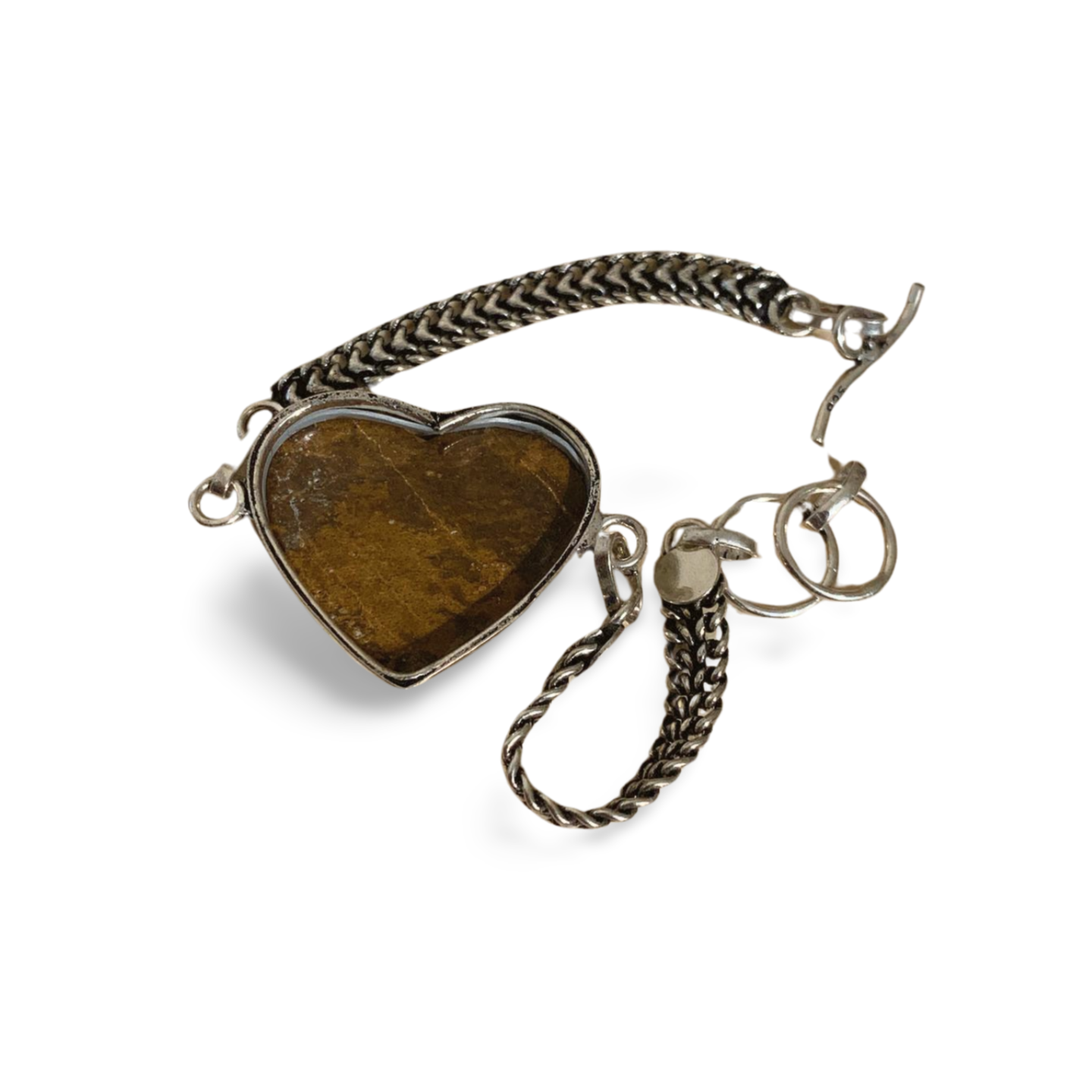 BRONZITE HEART SILVER BRACELET