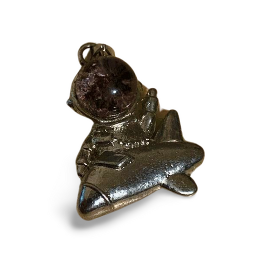 GARDEN QUARTZ ASTRONAUT ROCKET PENDANT