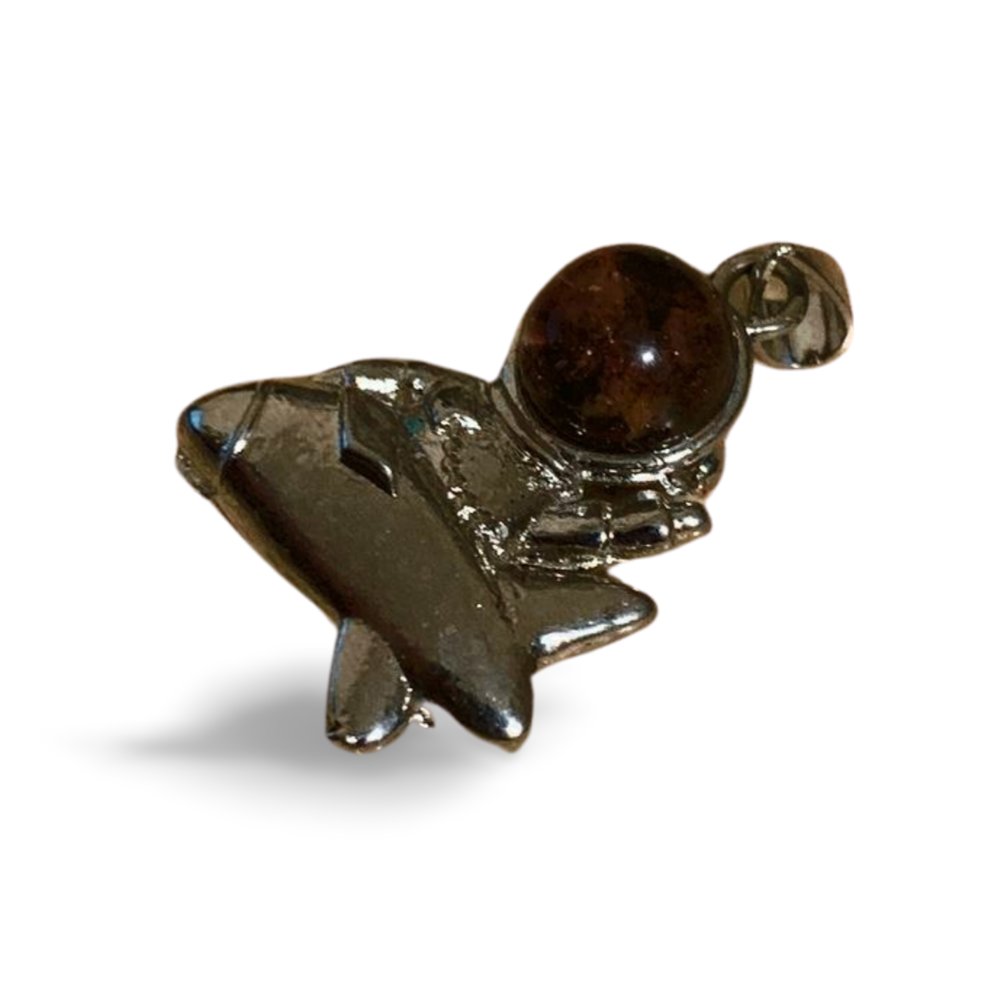 GARDEN QUARTZ ASTRONAUT ROCKET PENDANT