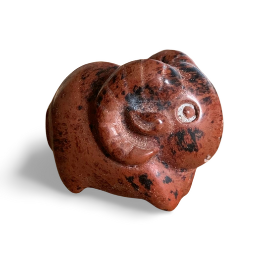 MAHOGANY OBSIDIAN RAM SHEEP CARVING