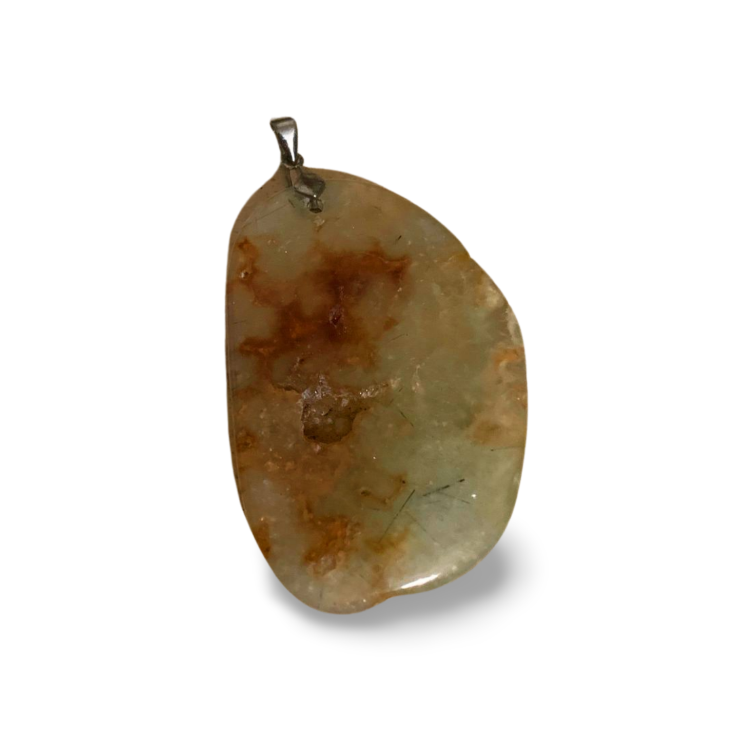 ORANGE KALAHARI MANGANESE PREHNITE & BLACK TOURMALINE PENDANT