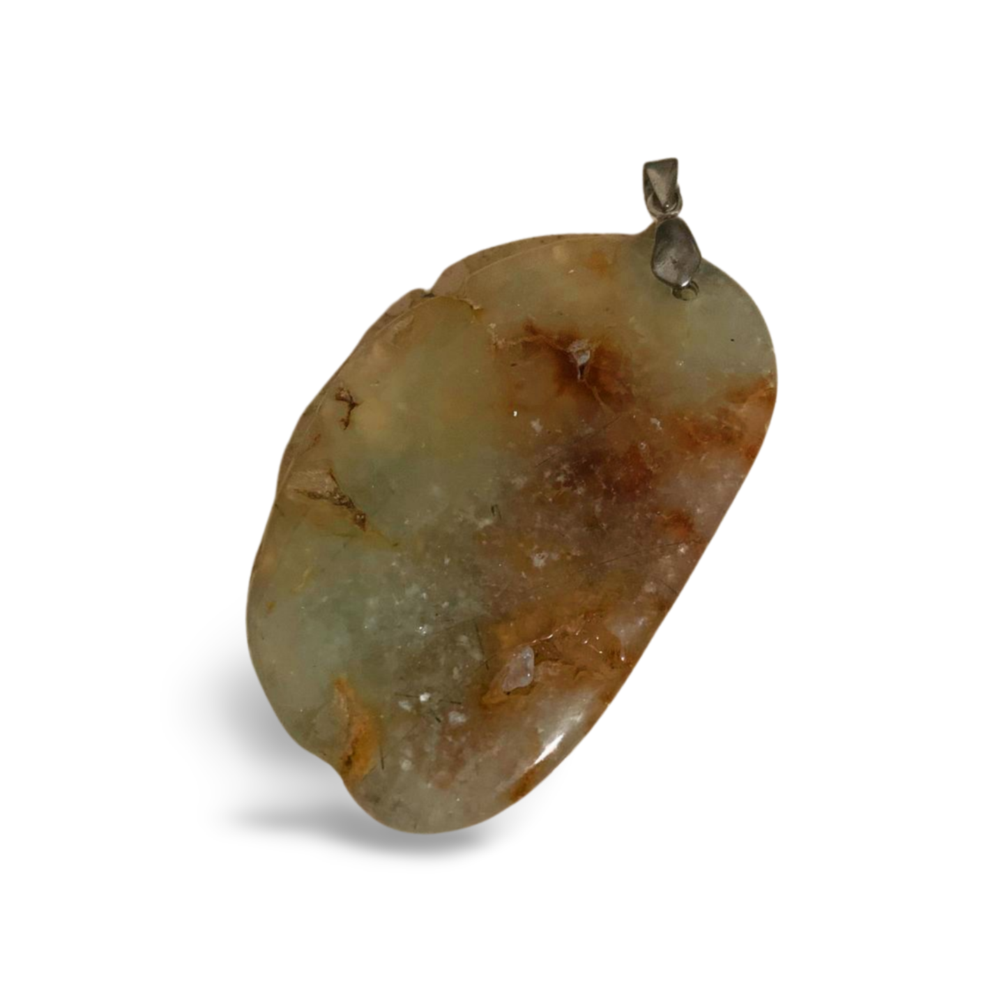 ORANGE KALAHARI MANGANESE PREHNITE & BLACK TOURMALINE PENDANT